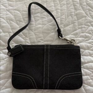 Coach Black Wristlet with Stitch Detail
